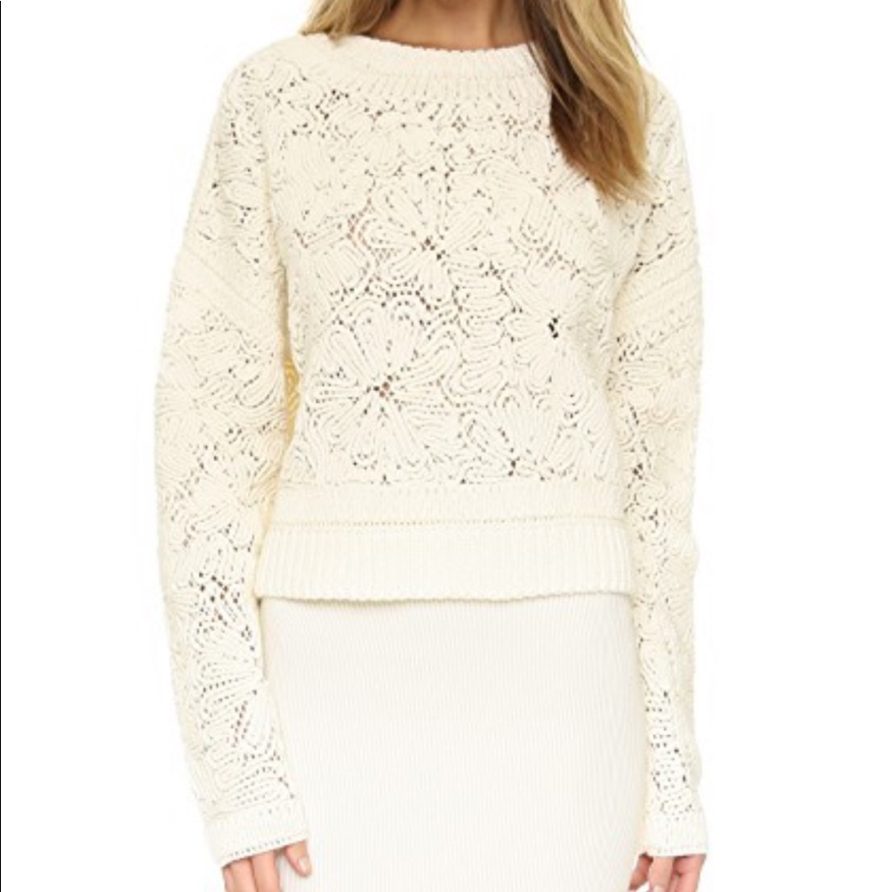 Ronny Kobo Naimi Crochet Cropped Sweater